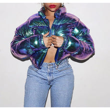 Load image into Gallery viewer, Hot selling metal laser color short bubble  jacket
