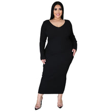 Load image into Gallery viewer, Plus Long Sleeve Ribbed Pit Dress（AY2369）
