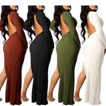 Load image into Gallery viewer, Sexy solid color V-neck split long dress（AY1432）
