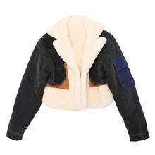 Load image into Gallery viewer, Fashion plus velvet denim stitching jacket（AY1425)
