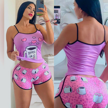 Load image into Gallery viewer, Sexy cartoon print suspenders two-piece set（AY2245）
