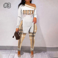 Load image into Gallery viewer, letter printed split long sleeve top suit(AY2445)
