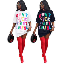 Load image into Gallery viewer, Fashion multicolor contrast letter T-shirt dress AY1909
