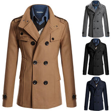 Load image into Gallery viewer, Hot selling men&#39;s stand-collar woolen coat jacket
