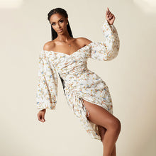 Load image into Gallery viewer, Sexy Print Smocked Puff Sleeve Dress（AY1738）
