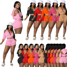 Load image into Gallery viewer, Pleated open back hooded two piece set AY1982
