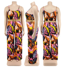 Load image into Gallery viewer, Suspender printed Jumpsuit with belt AY2125
