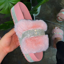 Load image into Gallery viewer, Hot sale shiny fluffy slippers
