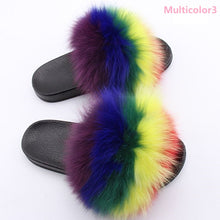 Load image into Gallery viewer, Multicolor fur slippers
