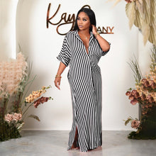 Load image into Gallery viewer, Loose striped shirt long dress AY2160
