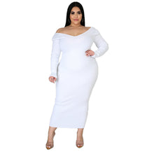 Load image into Gallery viewer, Plus Long Sleeve Ribbed Pit Dress（AY2369）
