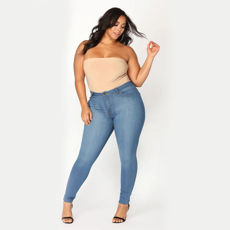 Fashion high stretch denim plus pants(XL-5XL)