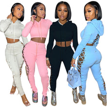 Load image into Gallery viewer, fashion bandage two-piece pure color sweater（AY1410）

