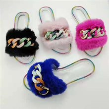 Load image into Gallery viewer, Jelly fluffy  chain slippers（HPSD024）
