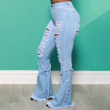 Load image into Gallery viewer, Fashion flared fringed PLUS jeans（AY1648）
