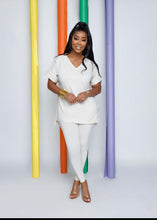 Load image into Gallery viewer, V Neck Solid Color Short Sleeve Two Piece Set（AY1840）
