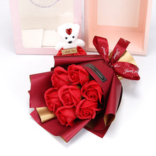 Load image into Gallery viewer, Valentine&#39;s Day 7 soap flower rose bouquet bear gift box（AE4086）
