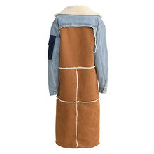 Load image into Gallery viewer, Plus cashmere denim stitching long coat（AY1490）
