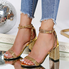 Load image into Gallery viewer, Hot sale chunky heel rhinestone sandals（HPSD078）
