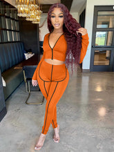Load image into Gallery viewer, Contrast Color Zipper Two Piece Set（AY2340）
