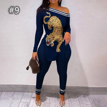 Load image into Gallery viewer, letter printed split long sleeve top suit(AY2445)
