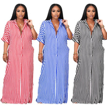 Load image into Gallery viewer, Loose striped shirt long dress AY2160
