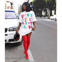 Load image into Gallery viewer, Fashion multicolor contrast letter T-shirt dress AY1909
