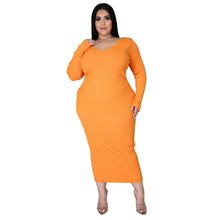 Load image into Gallery viewer, Plus Long Sleeve Ribbed Pit Dress（AY2369）
