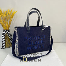 Load image into Gallery viewer, Letter embroidery denim tote bag（AB2098）
