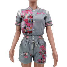 Load image into Gallery viewer, Fashion casual printed baseball suit with short sleeve AY2679
