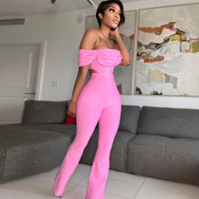 Load image into Gallery viewer, Fashionable one-shoulder flared pants suit（AY1655）
