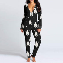 Load image into Gallery viewer, New women&#39;s romper printed Christmas button long sleeve nightgown AY2577
