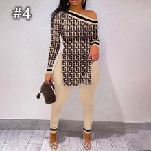 Load image into Gallery viewer, letter printed split long sleeve top suit(AY2445)
