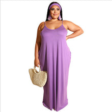 Load image into Gallery viewer, Plus size solid color suspender dress AY1198
