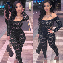Load image into Gallery viewer, Sexy lace one-shoulder jumpsuit two-piece set（AY1768）

