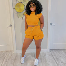 Load image into Gallery viewer, Drawstring shorts casual vest two piece set（ AY1969）
