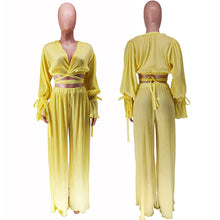 Load image into Gallery viewer, Solid Color Pleated V-Neck Suit（AY2257）
