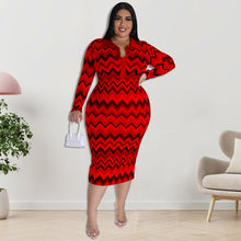 Load image into Gallery viewer, Long Sleeve Collar Print Open Tube Dress（AY2428）
