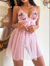 Load image into Gallery viewer, Sexy Embroidered Pink Sheer Sling Nightdress（AY2301）
