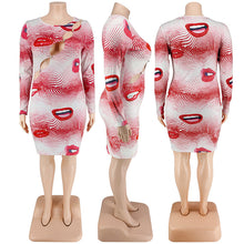 Load image into Gallery viewer, Sexy color lip print cutout dress（AY2504）
