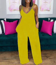 Load image into Gallery viewer, Printed deep V loose jumpsuit AY1130
