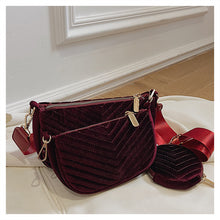 Load image into Gallery viewer, Fashion velvet embroidery diagonal bag three-piece set（AB2058）
