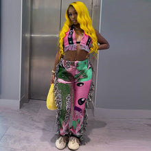 Load image into Gallery viewer, Sexy Printed Fringe Two Piece Set（AY1824）
