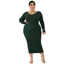 Load image into Gallery viewer, Plus Long Sleeve Ribbed Pit Dress（AY2369）
