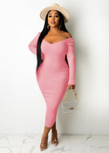 Load image into Gallery viewer, Slim sexy big V-neck off-the-shoulder dress（AY1487）
