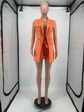 Load image into Gallery viewer, Stripe Print Blazer Vest Jacket with belt AY1991
