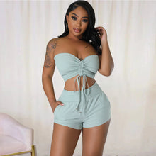 Load image into Gallery viewer, Solid Color Fashion Wrapped Chest Casual two-piece Set AY2730
