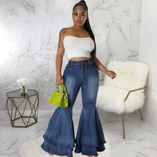 Load image into Gallery viewer, Fashion wide leg washed jeans stretch flared pants AY2645
