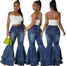 Load image into Gallery viewer, Fashion wide leg washed jeans stretch flared pants AY2645
