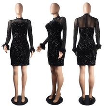 Load image into Gallery viewer, Sequin long-sleeved dress（AY2613）
